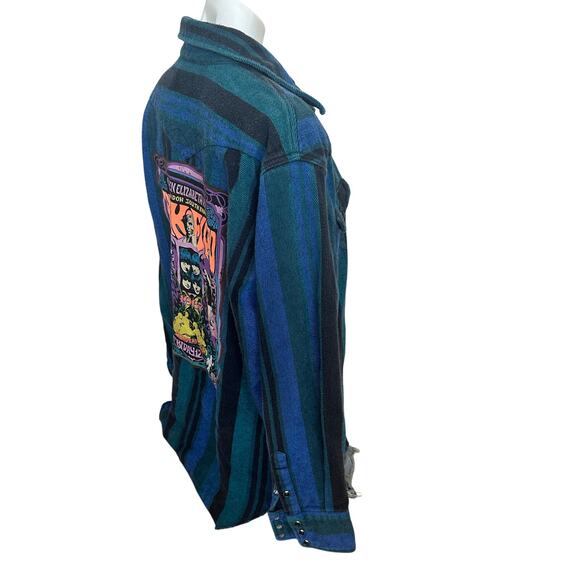 Pink Floyd Plaid Flannel Shirt Shacket XL Oversize Unique Concert Poster Western - Picture 3 of 7